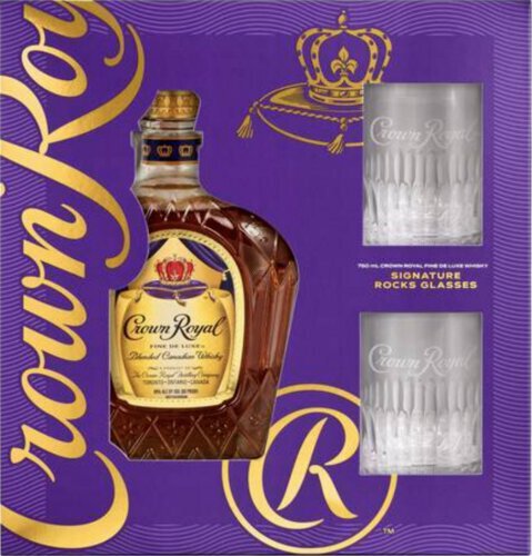 Crown Royal Blended Canadian Whisky with Glasses